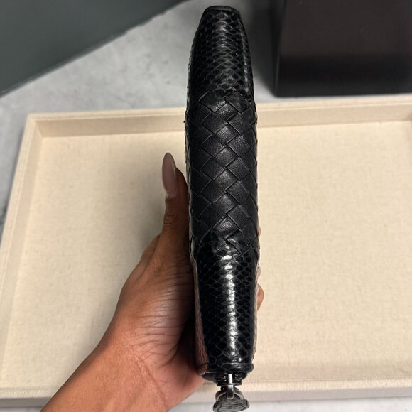 *Ultra Rare* Bottega Veneta Python & Intrecciato Nappa Leather Zip Around Wallet - Picture 10 of 16